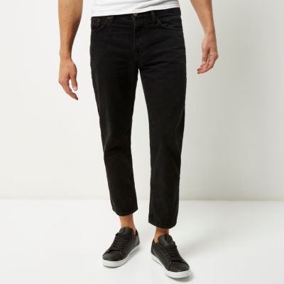 Black Dean cropped straight jeans